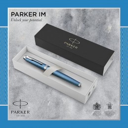 parker-im-penna-roller--azzurro-e-grigio-premium-con-finiture-cromate--punta-fine-con-ricarica-di