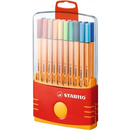 fineliner--stabilo-point-88--colorparade-in-rosso-con-gancio--astuccio-da-20--colori-assortiti