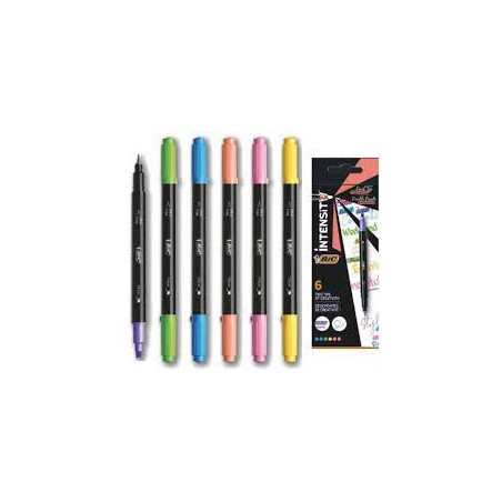 Bic Intensity Dual Tip, doppia punta Evidenziatore e Penna Ultra fine kit  6pz