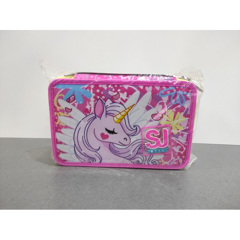 sj-gang-astuccio-scuola-3-zip-rosa-unicornled-portapenne-triplo-scomparto-completo-di-penne-mati