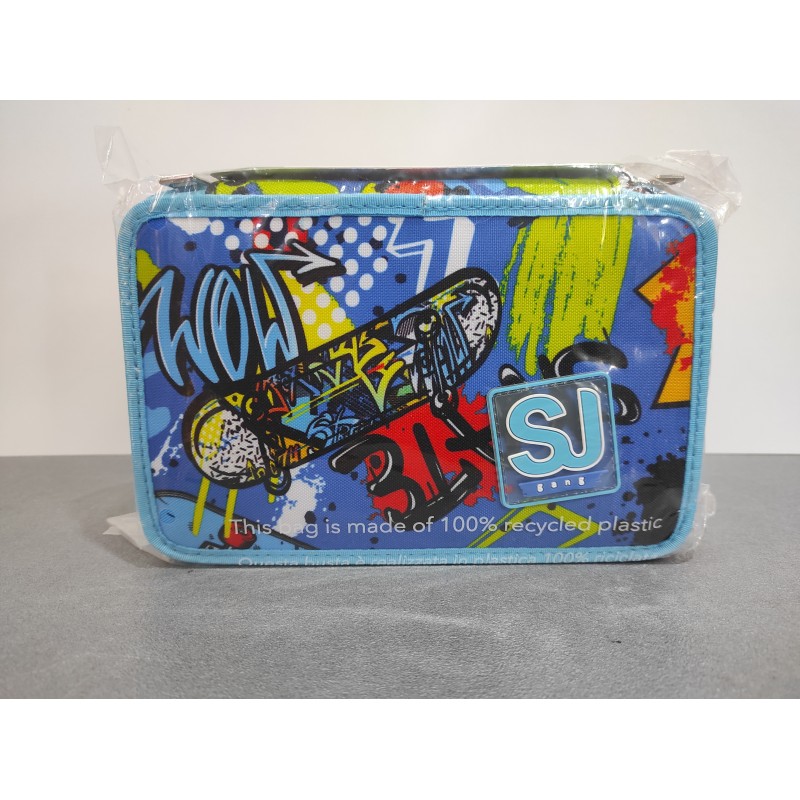 sj-gang-astuccio-scuola-3-zip-blu-trickyled-portapenne-triplo-scomparto-completo-di-penne-matite