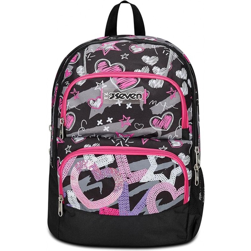 seven-zaino-scuola-adavanced-pockets-nero-fucsiadraft-heart-zaino-doppio-scomparto-multi-tasche