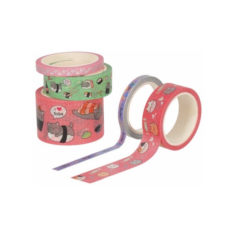 set-di-5-nastri-adesivi-di-carta-legami--gatto set-di-5-nastri-adesivi-di-carta-legami--gatto