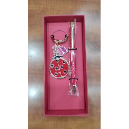 campo-marzio-penna-sfera-ladybird-set-con-portachiavi-coccinella-cherry-red