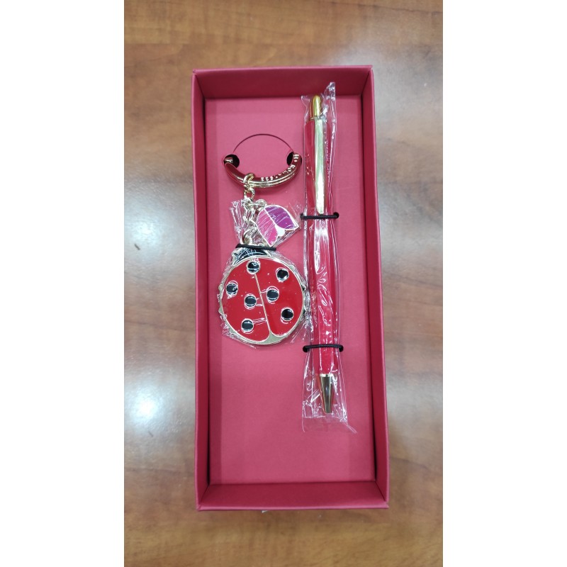 campo-marzio-penna-sfera-ladybird-set-con-portachiavi-coccinella-cherry-red
