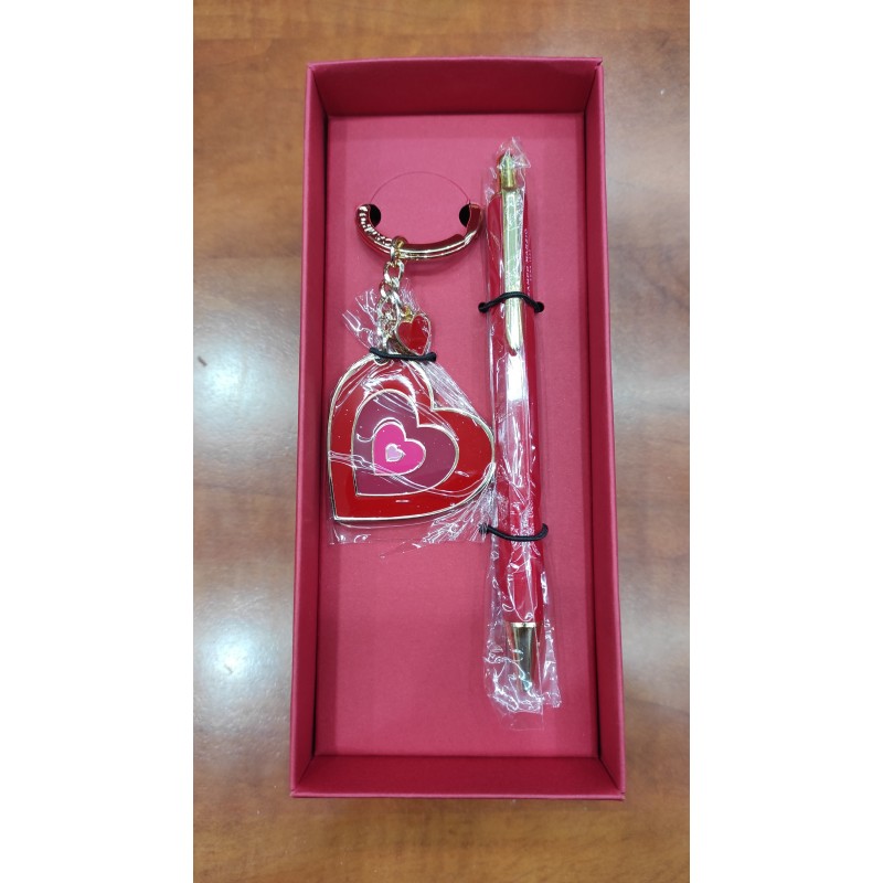 campo-marzio-penna-sfera-heart-set-con-portachiavi-cuore-cherry-red