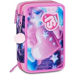 astuccio-sj-gang-style-jam-gang-zip-fluffy-pink-girl-rosa-triplo-scomparto-45-pezzi-set