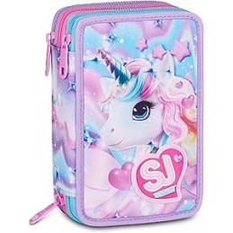 astuccio-sj-gang-style-jam-gang-3-zip-led-unicorn-girl-viola-triplo-scomparto-45-pezzi-se