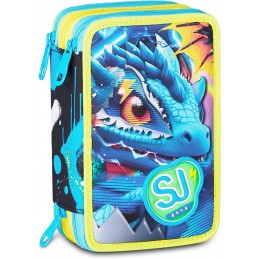 astuccio-sj-gang-style-jam-gang-3-zip-metal-dragon-boy-celeste-triplo-scomparto-45-pezzi