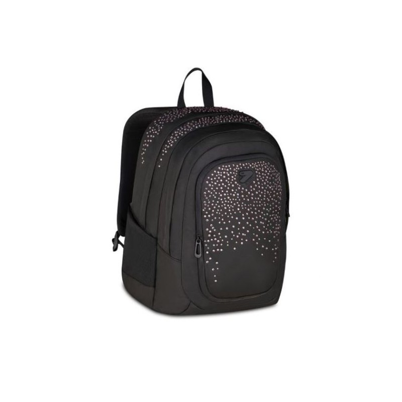 zaino-tech-seven-glitzycute-nero-con-brillantini-rosa