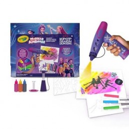 crayola-kpop-demon-hunters-aerografo-creativo-e-crea-pennarelli-kit-combo-con-stencil-inchiostri